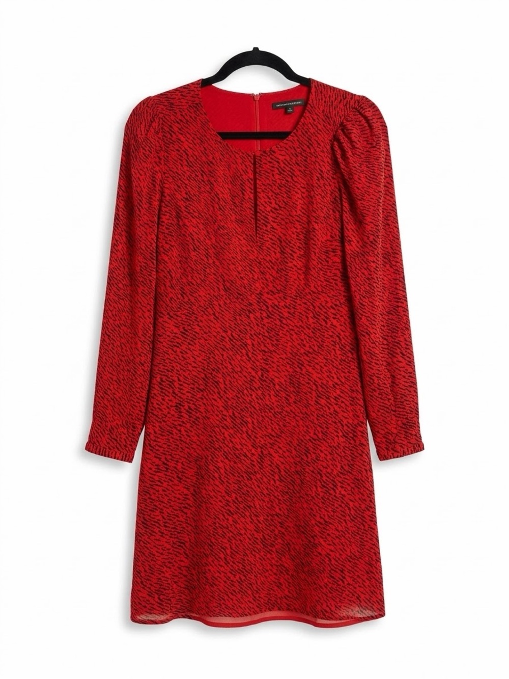 Banana Republic Red and Black zebra Patterned Long-Sleeve Dress
